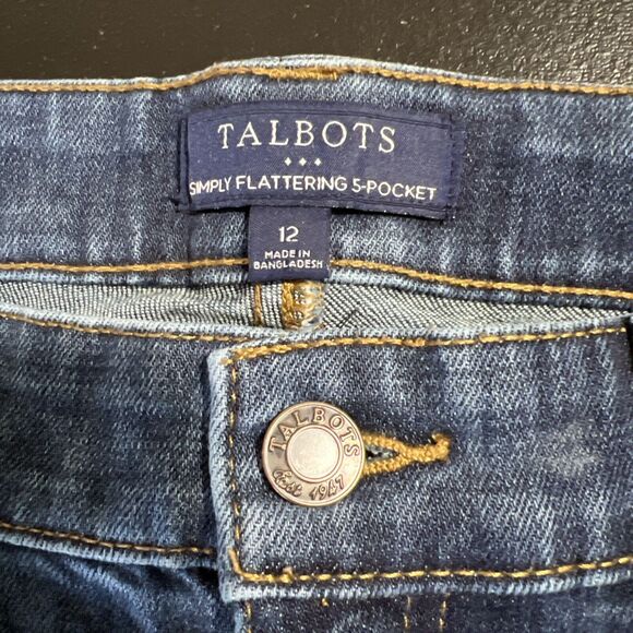 Talbots Jeans Women's 12 Dark Blue Denim Stretch Simply Flattering 5 Pocket - Picture 6 of 11